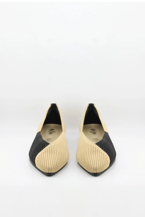 Miss Elastic Knit Slip-On Two-Tone Flats